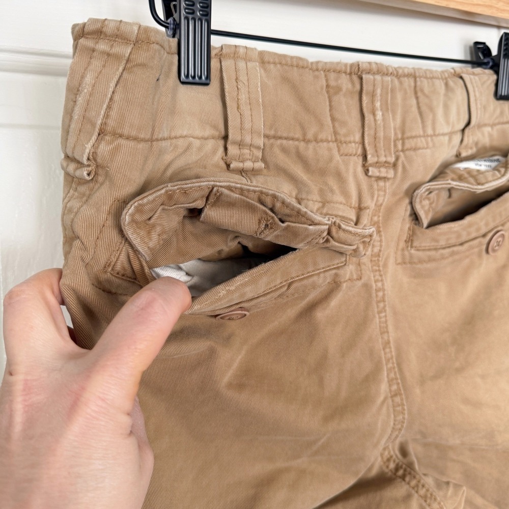 abercrombie Boys 14 Khaki Cargo Shorts Pockets Drawstring 100% Cotton Y2K Style - Picture 4 of 7